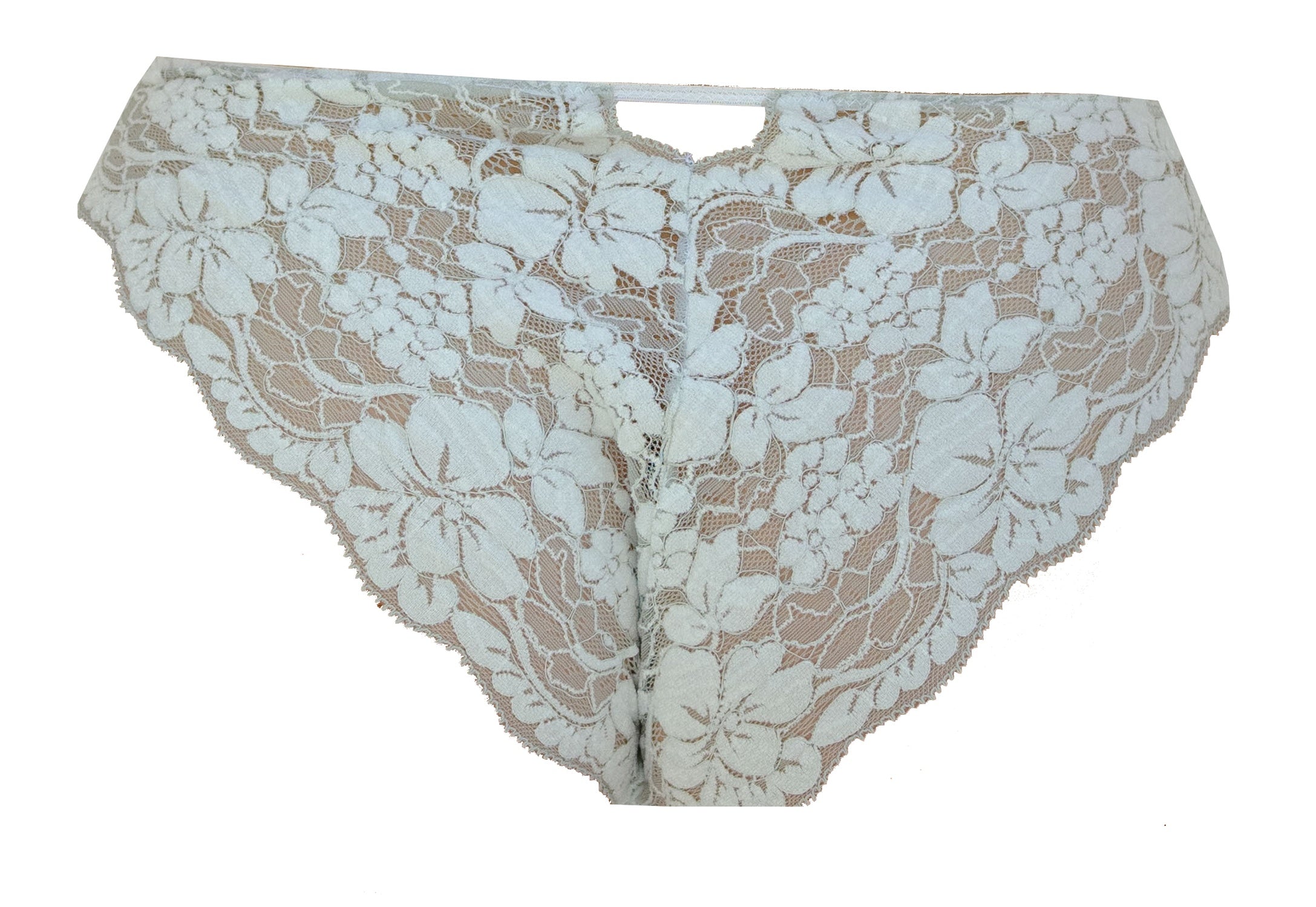 Two Tone Key Hole Detail Flock Effect Panty - Noblesse Oblige Lingerie