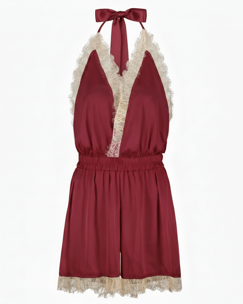 Luna Short Romper Burgundy - Noblesse Oblige Lingerie