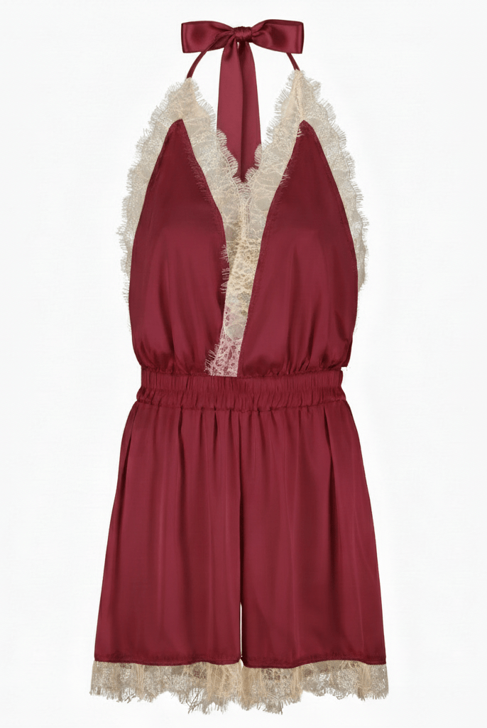 Luna Short Romper Burgundy - Noblesse Oblige Lingerie