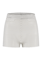 Small black polka dot on white mesh sleep shorts - Noblesse Oblige Lingerie
