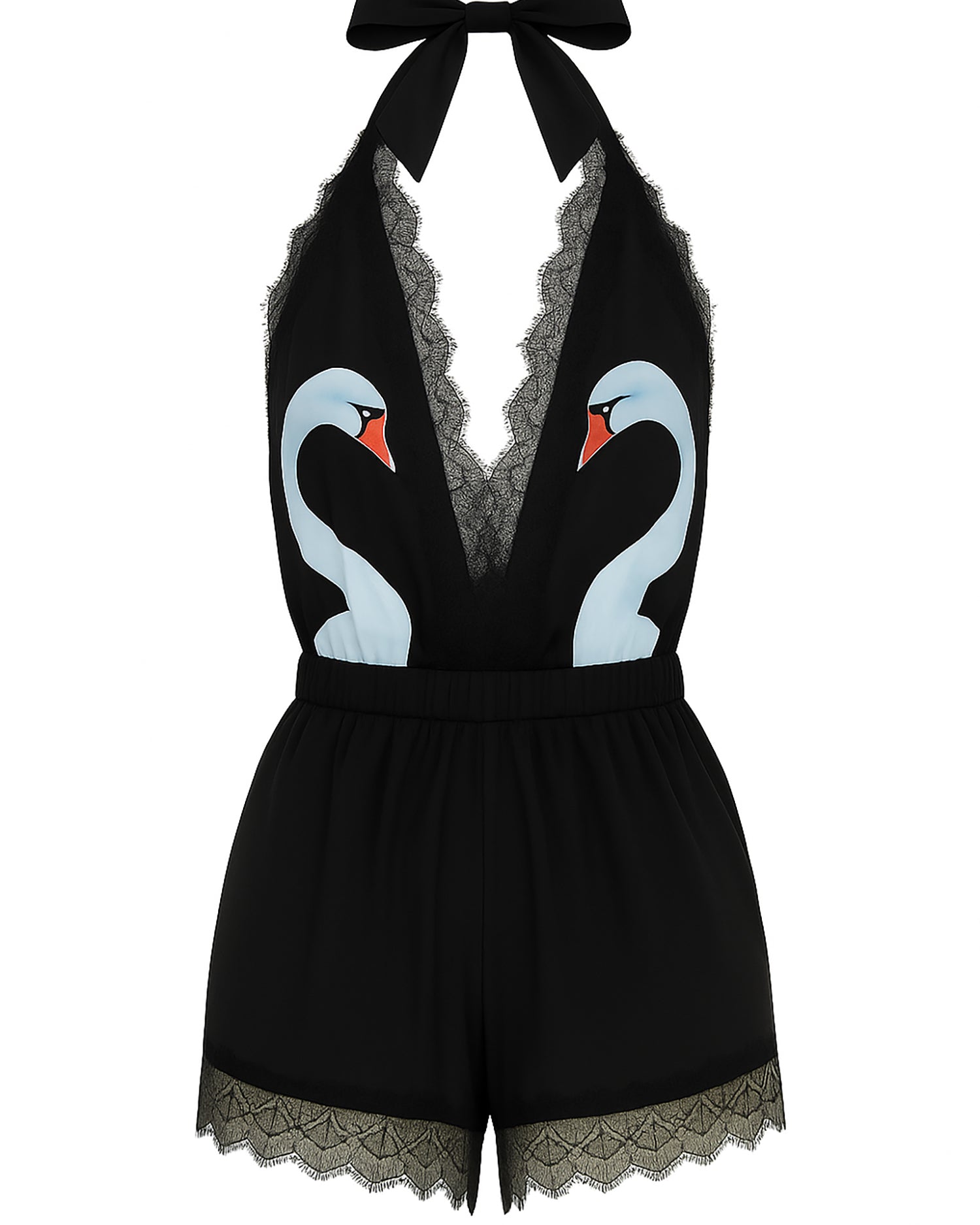 Swan Short Romper Black - Noblesse Oblige Lingerie