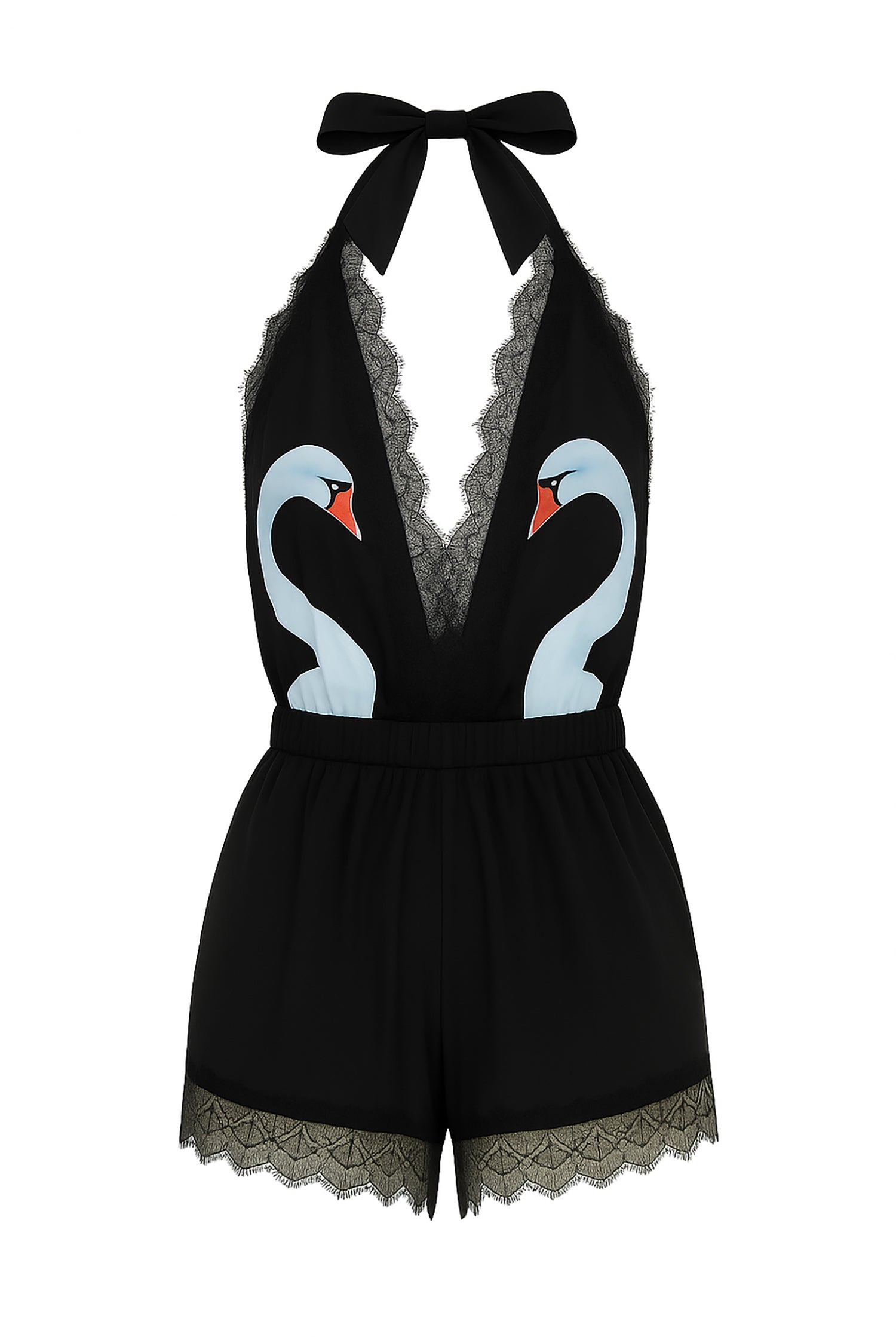 Swan Short Romper Black - Noblesse Oblige Lingerie