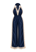 Navy Long Open Leg Halter Neck Romper - Noblesse Oblige Lingerie