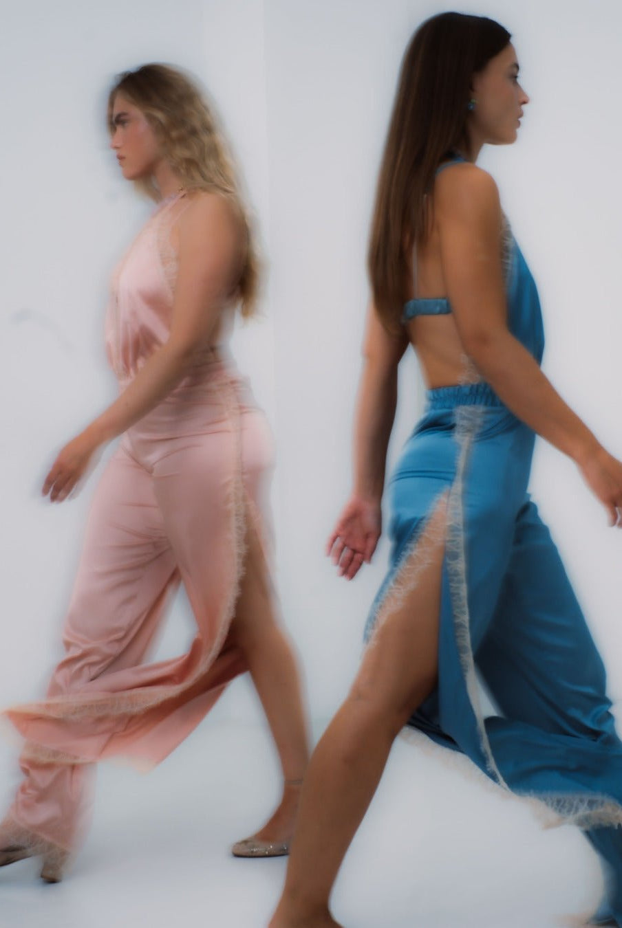 Duck Egg Long Open Leg Halter Neck Romper - Noblesse Oblige Lingerie