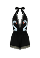Swan Short Romper Black - Noblesse Oblige Lingerie