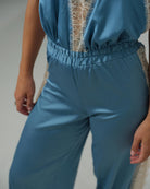 Duck Egg Long Open Leg Halter Neck Romper - Noblesse Oblige Lingerie