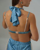 Duck Egg Long Open Leg Halter Neck Romper - Noblesse Oblige Lingerie