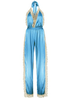 Duck Egg Long Open Leg Halter Neck Romper - Noblesse Oblige Lingerie