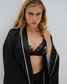Swan Robe Black - Noblesse Oblige Lingerie
