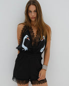Swan Short Romper Black - Noblesse Oblige Lingerie
