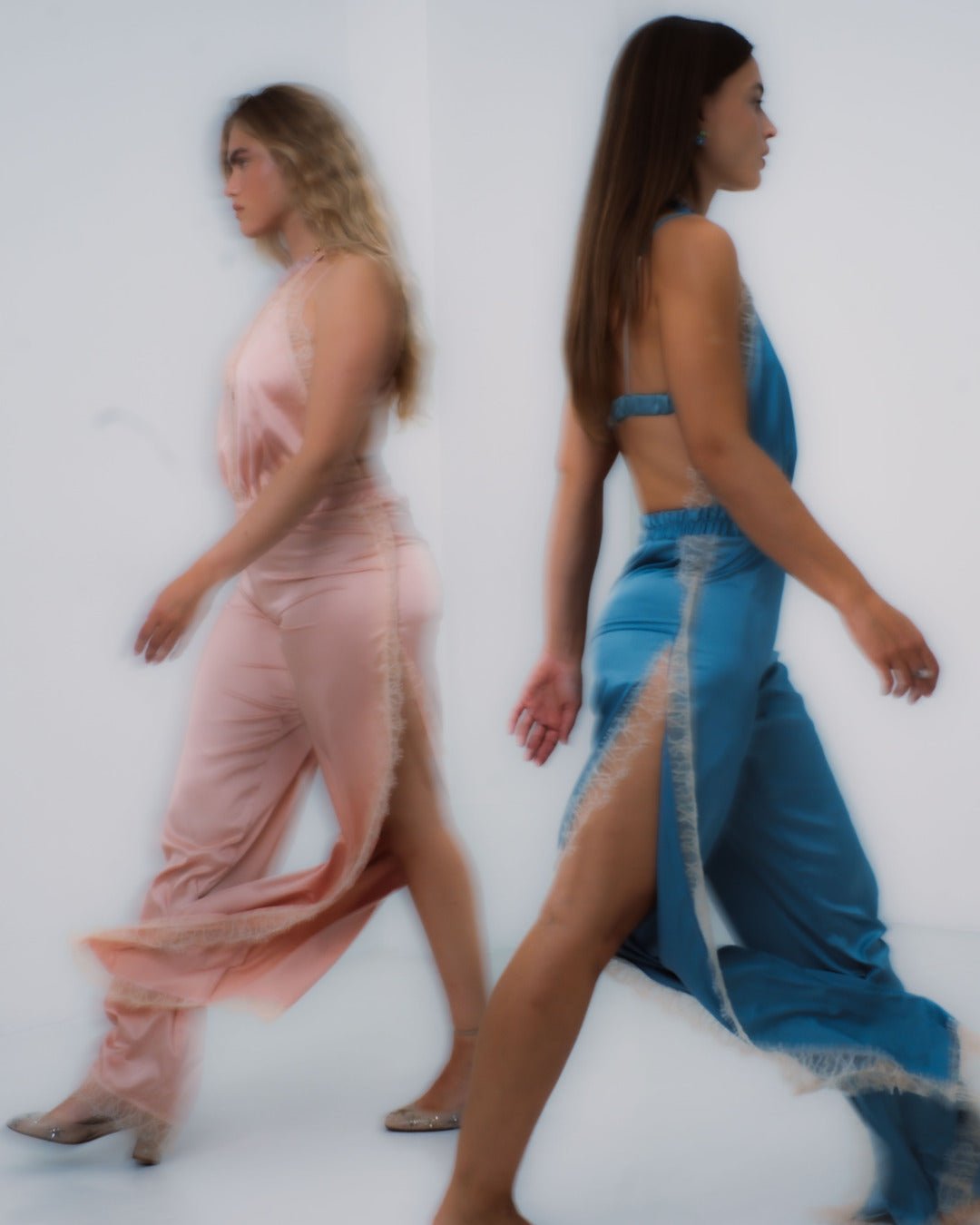 Duck Egg Long Open Leg Halter Neck Romper - Noblesse Oblige Lingerie