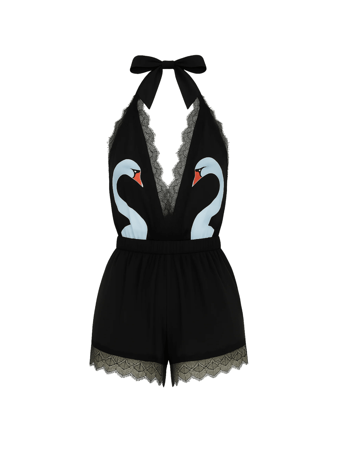 Swan Short Romper Black - Noblesse Oblige Lingerie