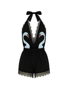 Swan Short Romper Black - Noblesse Oblige Lingerie